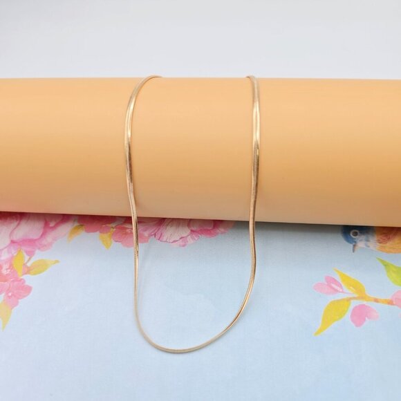 "Minimalist Rose Gold Snake Chain Necklace for Women, 17.7 Inch Length, XPNL0080 - Picture 5 of 12